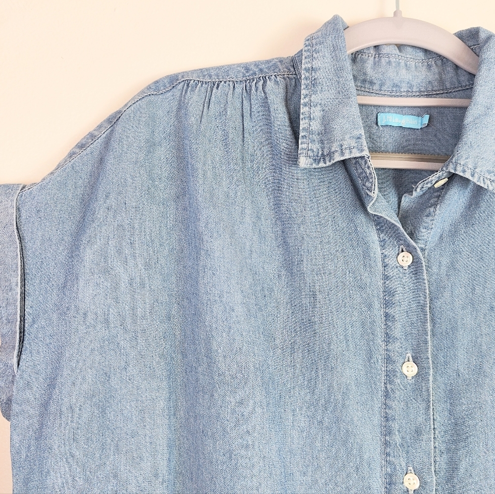 NEW! J. McLaughlin Erika Chambray Relaxed Button Down Shirt Size XS Tencel Linen - Picture 5 of 10